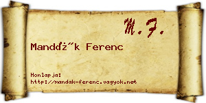 Mandák Ferenc névjegykártya