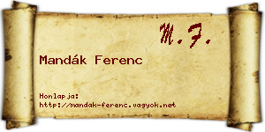 Mandák Ferenc névjegykártya